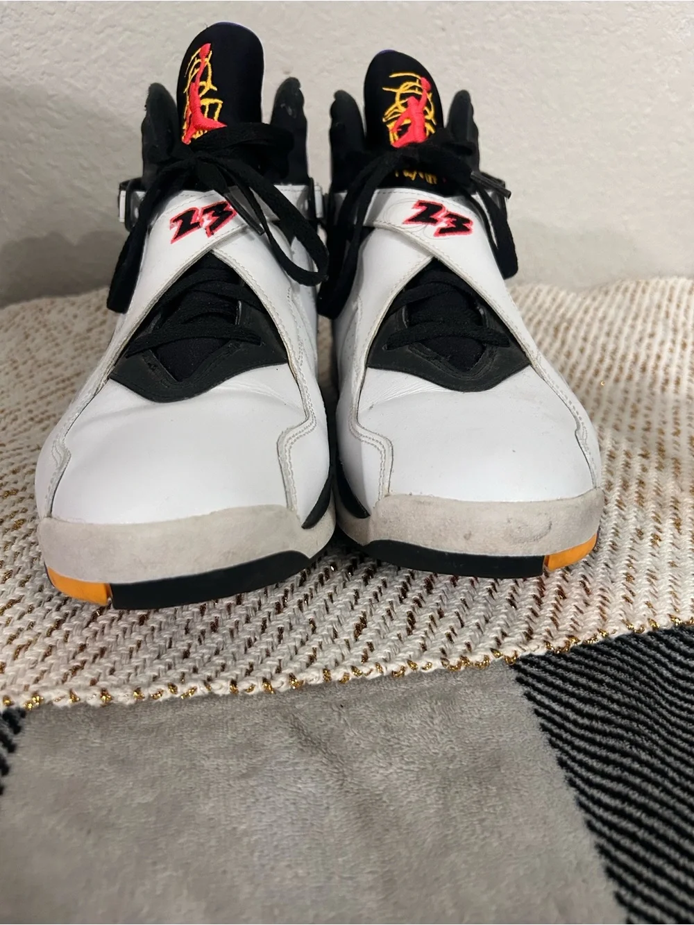 Jordan Men's White Black Red Retro Sneakers